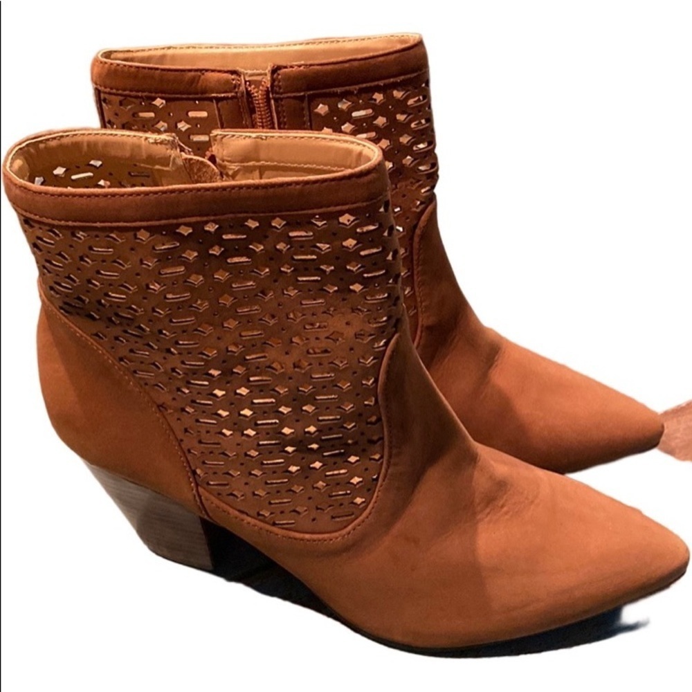 Firth brown suede perforated ankle bootie size 8